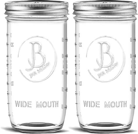 Amazon.com: Wide Mouth Mason Jars 24 oz - (2 Pack) - Clear Glass Pint ...