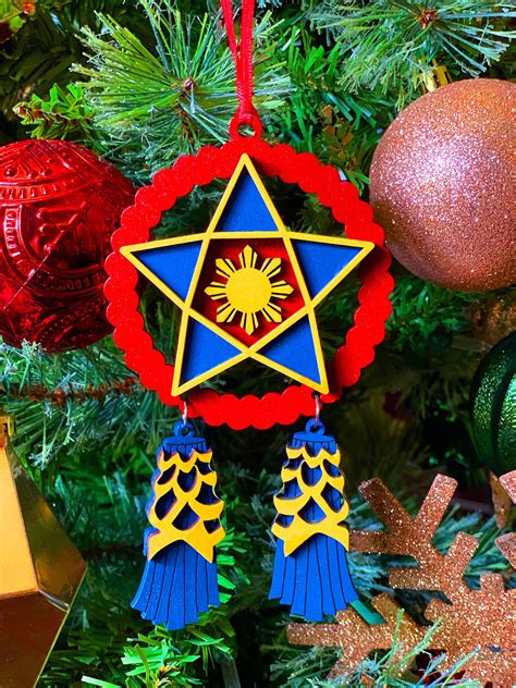 Filipino Parol Wood Ornament - Red, Blue & Yellow - 2022 - Etsy | Wood ...