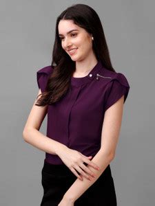 Kinjo Casual Solid Women Purple Top - Buy Kinjo Casual Solid Women ...