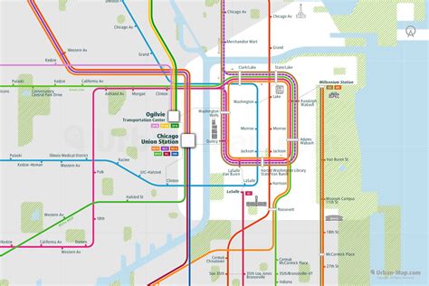 Chicago Rail Map - City train route map, your offline travel guide