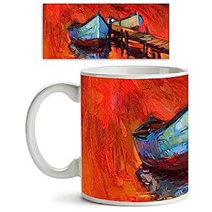 Buy ArtzFolio Boats & Jetty D5 | Ceramic Coffee Tea Mug Inside White ...