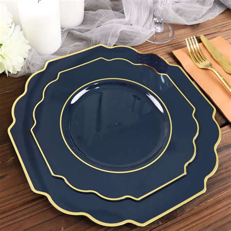 10 Pack | 11" Navy Blue Hard Plastic Dinner Plates | efavormart