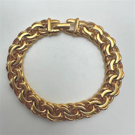 Monet PRISTINE Gold Triple Layer Gold Charm Bracelet, Vintage 1970’s ...