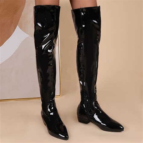 Babysbule Women's Boots Clearance, Fall/Winter Candy Low Heel Patent ...