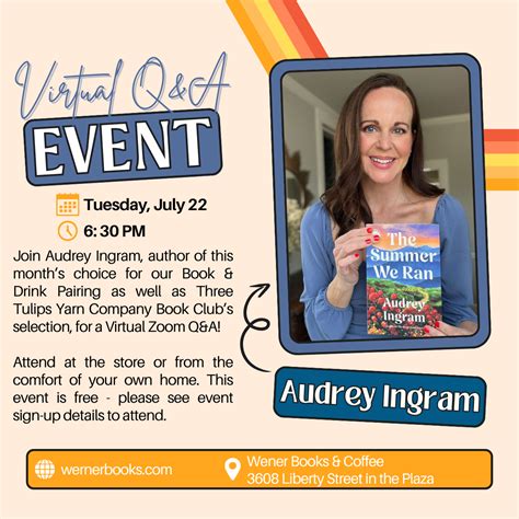 Virtual Q&A with author Audrey Ingram - The Summer We Ran | Wernerbooks