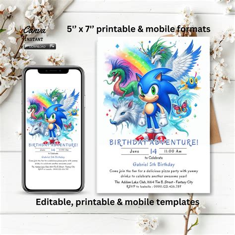 Editable Sonic the Hedgehog Invitation Template, Sonic the Hedgehog ...