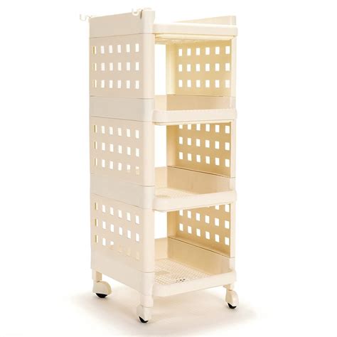 LEOPAX Plastic 4 Tier Multi-Purpose Storage Rack Stackable Shelf ...