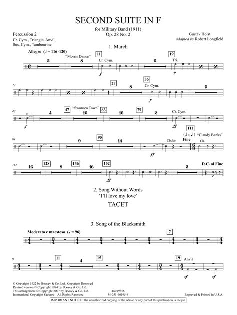 Second Suite in F (arr. Robert Longfield) - Percussion 2 by Gustav ...