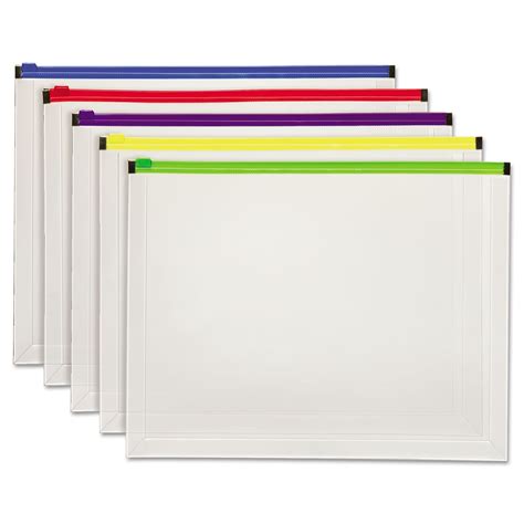 Pendaflex Poly Zip Plastic Zip Document Envelope, 10" x 13", Assorted ...