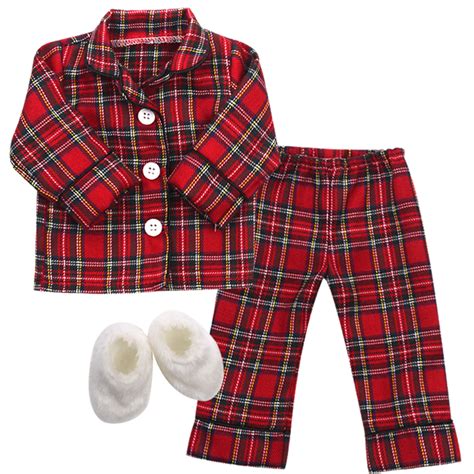 Sophia's Red Flannel Pajamas and Slippers Set for 18" Dolls - Walmart.com