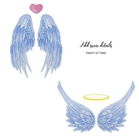 Watercolor White and Blue Angel Wings Clipart 7 PNG - Inspire Uplift