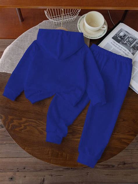 2pcs/Set Young Boy Dinosaur Print Hooded Sweatshirt And Letter Print ...