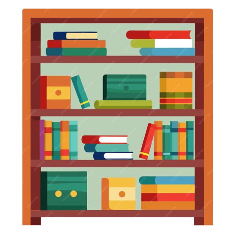 Bookshelf clip art and Vector Design With a White Background | Premium ...