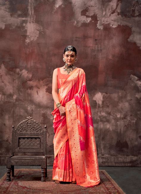 Orange Kookal Rangkaat Handloom Silk Saree – Mohi fashion