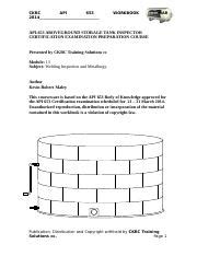 Image result for API 653 Course Outline