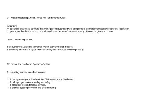 Operating Systems Overview: Goals, Types, and Functions - Studocu