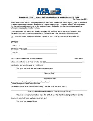 Miami-Dade County Single Execution Affidavit and Declaration Form ...