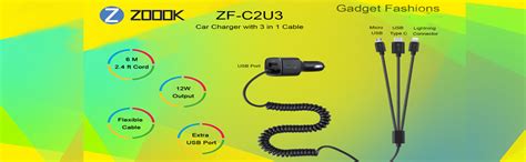 zoook car charger zf-c2u3 with three in one usb cable : Amazon.in ...