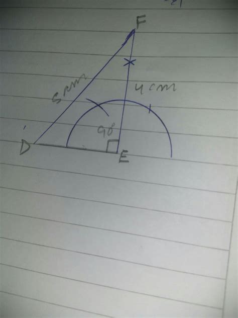 construct a right angle TRIANGLE DEF in which hypotenuse DF=5cm, EF=4cm ...