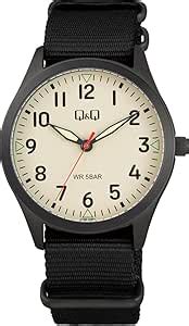 Buy Q&Q Classic Field Analog Watch for Men – Luminous Dial, Black Nylon ...
