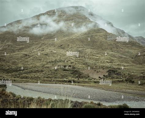 Landscape in the Andean highlands, Mantaro River, Curipata, Peru Stock ...