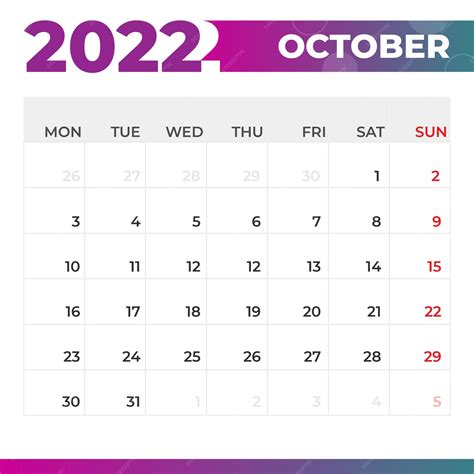 Premium Vector | October 2022 Calendar