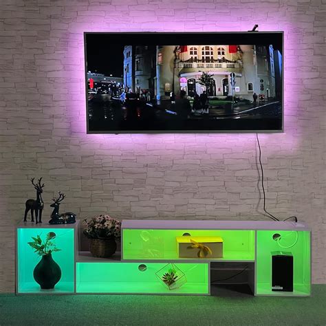 Amazon.com: TV Stand,Deformable TV Stand with led Lights Entertainment ...