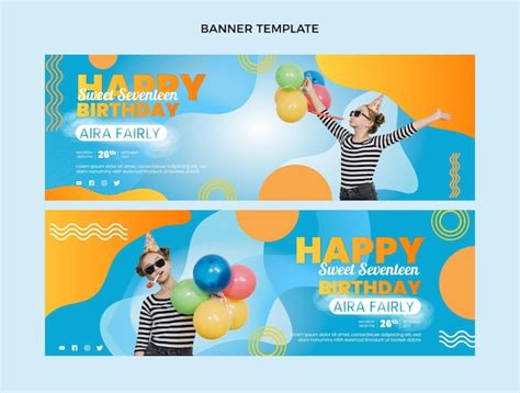 Bannières horizontales d'anniversaire coloré dégradé | Vecteur Gratuite