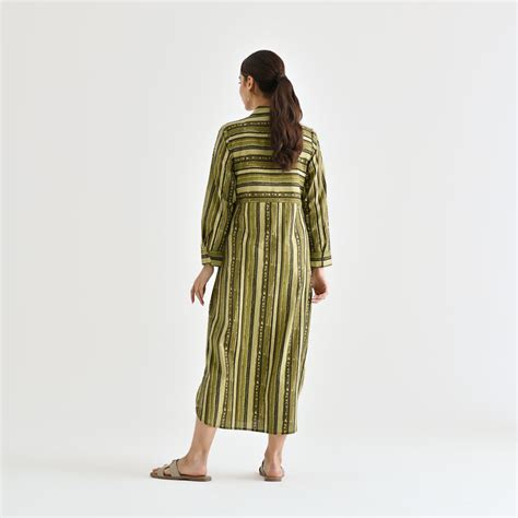 Buy Olive Sanganeri Printed Cotton Kurta Dress | Rustorange