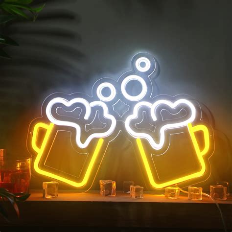 Beer Neon Signs Yellow White Beer Signs LED Beer Lights USB Operated ...