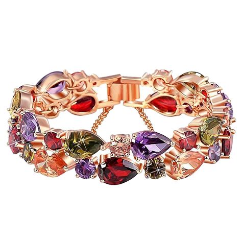 Peora Jewellery Sparkling Colors Flowerets Vine AAA Swiss CZ 18K Rose ...