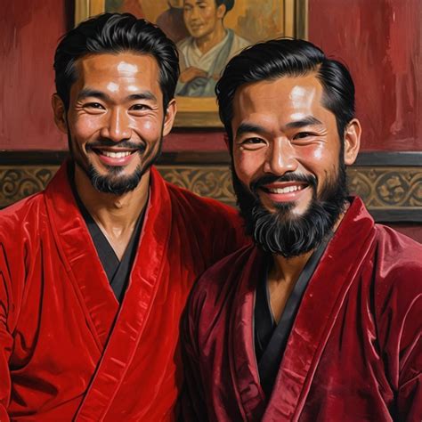 Hù:dây and Táng:rî, two handsome Asian men with beards - AI Generated ...