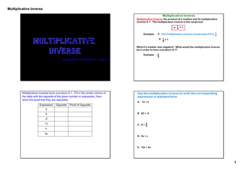 Image result for Multiplicative Inverse Explained