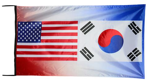 Korean Flag And American Flag Korea North & South Flags Korean
