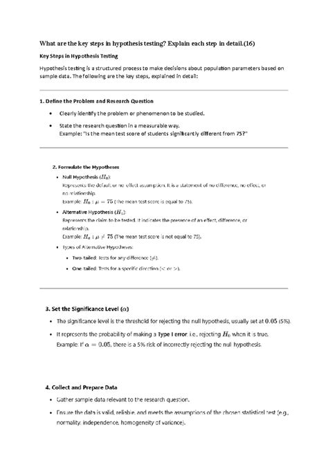 What are the key steps in hypothesis testing - (16) Key Steps in ...