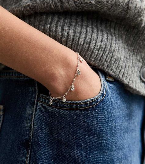 Silver Tone Diamante Charm Bracelet | New Look