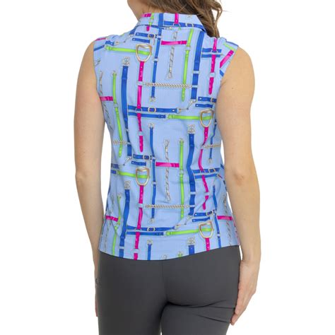 IBKUL Printed Polo Shirt - UPF 50+, Zip Neck, Sleeveless - Save 80%