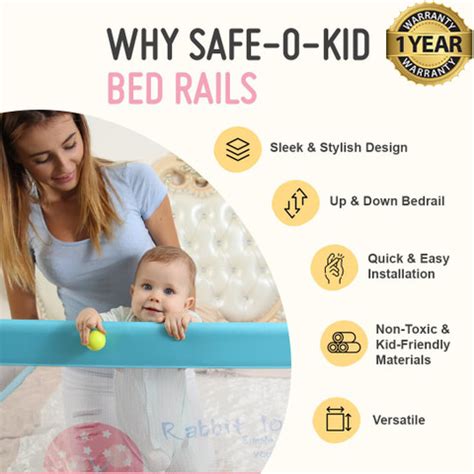 Safe-o-kid Extra Large Bed Rail +4 Injury Protection Corners - Full Bed ...