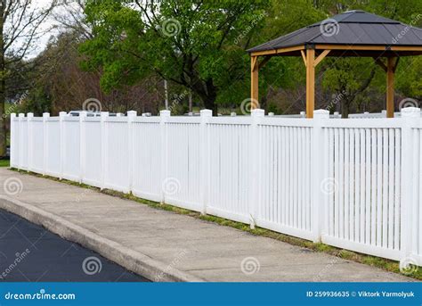 White Vinyl Fence Outdoor Backyard Home Private Green Stock Image ...