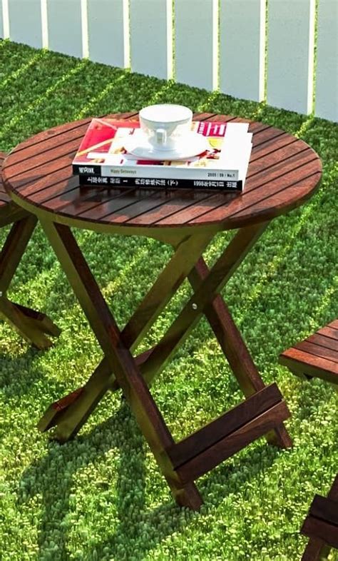 GAID WOOD Coffee Table Sheesham Wood Round Folding for Bedroom Living ...