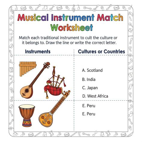 Musical Instrument Worksheet 的图像结果