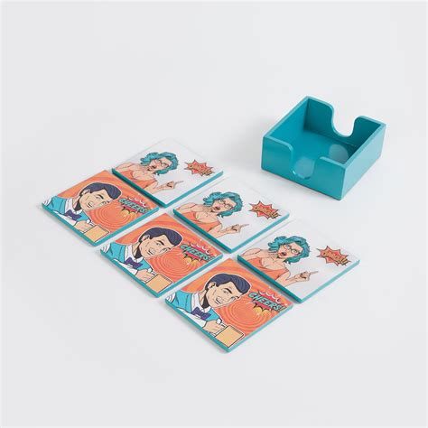 Buy Raisa Comic Story Set of 6 Wood Coasters from Home Centre at just ...