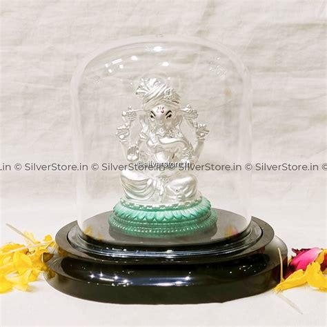 Buy Pure Silver Ganesh Idols Online at Best Price With Acrylic Gift Box ...