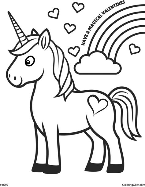 Valentine's Day Unicorn Coloring Page