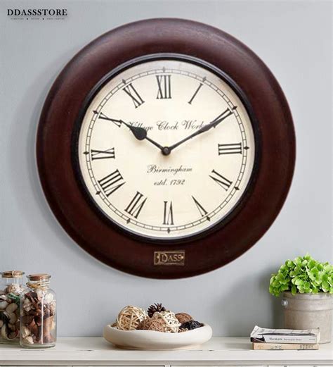 12" Decorative Ethnic Antique Wooden Wall Clock for Home ...