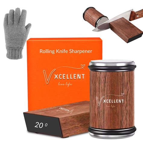 VXCELLENT Rolling Knife Sharpener, Kitchen Knives Sharpener with ...