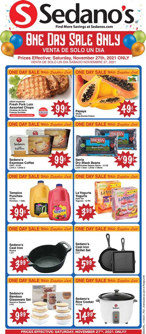 Sedano's Ad Circular - 11/26 - 11/30/2021 | Rabato