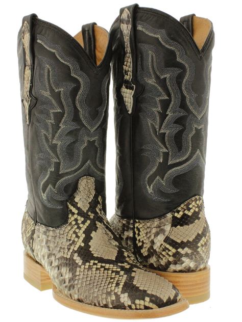 mens python belly real snake skin boots leather rodeo cowboy western ...
