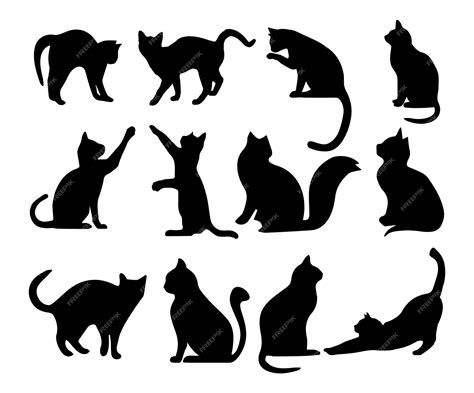 Premium Vector | Set black silhouettes of cats and kittens isolated on a white background. Cats ...