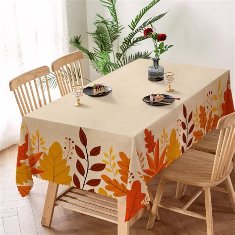 Fall Tablecloth 60x102 Inch Rectangular, Autumn Tablecloth with Maple ...